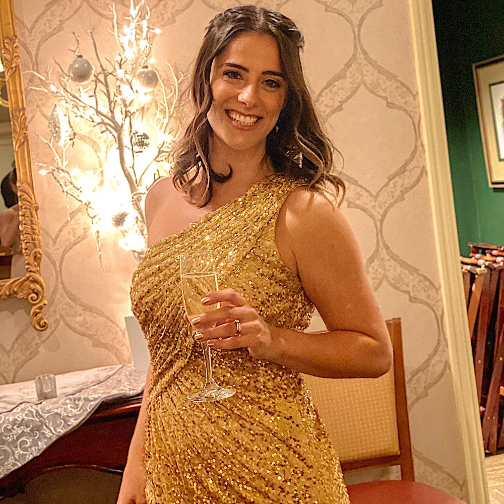 La Femme, one shoulder - Gold paillette dress